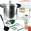 24 Quart Pressure Canner with Gauge & 9-Piece Canning Supplies Starter Kit – Extra Large Aluminum Pressure Cooker for Canning, Induction Compatible, Safe Home Food Preservation