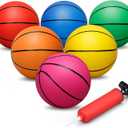Dilabnba 6 INCH Rubber Basketball, Colorful Kids Mini Toy Ball, Children's Basketballs with Pump, Indoor Outdoor Fun Sports for Kids and Adults(7 Pack)