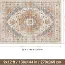 befbee 9x12 Area Rugs for Living Room,Ultra-Thin Washable Rug, Non-Slip Lightweight Foldable Area Rug, Stain Resistant Vintage Large Rugs(Turmeric/Grey, 9'x12')