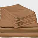 Queen Size Cotton Bed Sheets, Breathable 100% Egyptian Cotton, 6 Piece Set, Upto 16 Inch Deep Pocket Sheet Set, Machine Washable, Taupe Solid