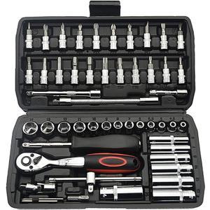 TILIBOTE Socket Wrench Set, 53PCS 1/4 Inch Ratcheting Wrench Set And Extension Bar Gimbal Slide Bar Extension Sockets, Set For Automotive Repair And Home Use.