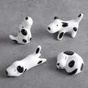 4 Pcs Set Cute Spotted Dog Ceramic Ware Chopsticks Stand Rest Rack Knife Fork Holder