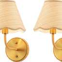 Elycucpa Boho Hand Woven Rattan Wall Sconces Set of Two Rustic Industrial Wall Lamp Brass Farmhouse Wall Lights for Bedroom Living Room Hallway Vanity, Dia 11, UL Listed