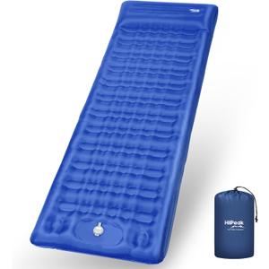 HiiPeak Double Sleeping Pad Self Inflating 3" Extra-Thick for 2 Person with Pillow Built-in Foot Pump Inflatable Sleeping Mat for Backpacking, Hiking, Traveling, Tent, Camping Mat (Single Blue)