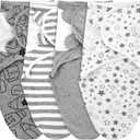 Newwiee 4 Pcs Preemie Baby Swaddle Wrap Adjustable Cotton Preemie Swaddle Blanket for Newborn Boys Girls(Grey Stripe,Fit for Preemies)