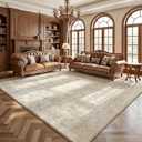 Beauoop 9x12 Washable Beige Neutral Vintage Large Area Rug for Living Room