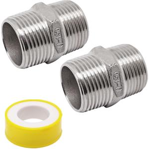 Sydien 2 Pcs 1" NPT Male x 1" NPT Male Hex Nipple Pipe Fitting 304 Stainless Steel Nipple Connectors