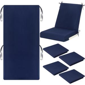 Tudomro 4 Pcs Outdoor High Back Chair Cushion Covers (Not Includes Cushion) Waterproof Patio Replacement Rocking Chair Slipcover Seat Pad Cover with Tie for Furniture (Navy Blue,44'' X 21'')