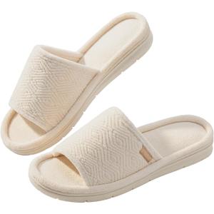 ULTRAIDEAS Open Toe House Slippers for Women Soft Coral Fleece Indoor Shoes Memory Foam Indoor/Outdoor Slippers with Anti-Skid Sole, Gift for Ladies