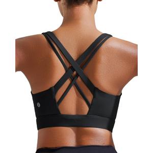 RUNNING GIRL High Impact Sports Bra for Women,Criss-Cross Back Top with Moulded Cups Womens Sports Bra High Support (Black, M)