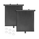 HAMOJUF 2PCS Car Window Shades for Baby, Retractable Auto Sun Shade Blocker with Suction Cups, Roller Vehicle Side Window Glare Shield UV Rays Protection Accessory, Universal Fit (19.69 x 19.69 Inch)