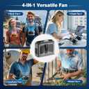 20000mAh Portable Waist Fan, 4-in-1 Dual-Motor Personal Rechargeable Fan, 22000RPM 10 Speeds Clip-on Wearable Belt & Hands-Free Neck Fan for World Cup, Camping, Travel, Jobsite, Outdoor - Dark Grey