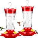 Hummingbird Feeders for Outdoors Hanging, BOLITE Glass Hummingbird Feeder, 4 Bee Guard Feeding Ports, Built-in Ant Moat, Leak Proof, 15 Ounces, Stars Decor, Red, 2 Pack, Gifts for Women Men