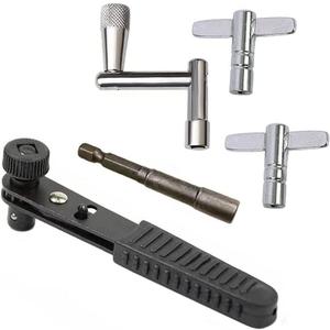 Jiayouy Drum Keys 5 Pack Chrome Steel Construction Standard Drum Keys with Ratchet Torque Wrench Drill Bit Drum Key Tuner Percussion Hardware Tool for Drum Accessories