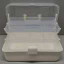 Avlcoaky Tackle Box Large 3 Layers Plastic Portable Storage Box Fishing White Tackle Box Organizer Art Craft Tool Box
