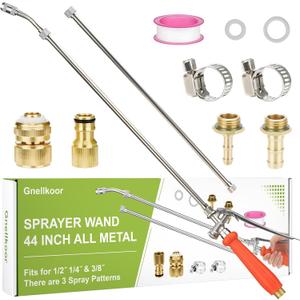 Pump Sprayer Extension Wand Replacement - 44 Inch All Metal Parts Suitable for 1/2" 1/4" & 3/8" Brass Hose Quick Connector, Manually Adjustable Spray Range
