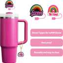 Stanley Cup Accessories Set,4 Pcs 0.4in Straw Cover,4 Pcs Handle Charms,2 Silicone Spill-Proof Stopper Set of 3 for Stanley Cup 2.0 40oz/30oz Tumbler