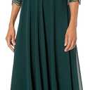 J Kara Women's Sweetheart Neck Floral Pattern 3/4 Sleeve Mock 2 Piece Long Dress (8, Hunter Multi)