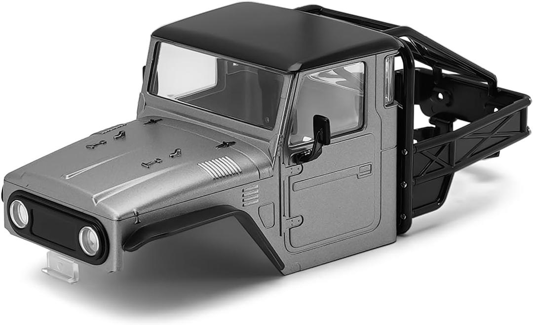 INJORA 87g IR40 Truck Body Shell with Tube Cage for 1/18 TRX4M Defender Bronco Upgrade Part(Grey)