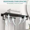 Double Towel Bar, 24 Inch Towel Racks for Bathroom Wall Mounted, Bathroom Towel Rack, Towel Rack with Shelf, Stainless Steel Hand Towel Hanger, Bath Towel Holder for Wall, Black