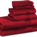 VISI-ONE BLC 100% Cotton Bath Towels Pack of 6, Hotel Quality Luxury Towel Set for Bathroom, Plush Quality Highly Absorbent 2 Bath Towels, 2 Hand Towels, and 2 Washcloths - Burgundy
