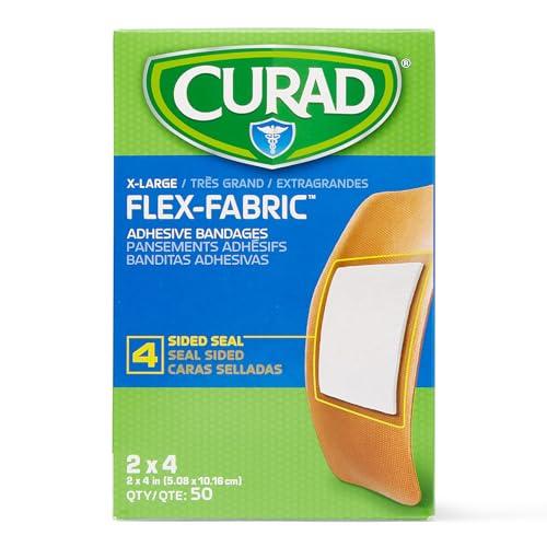 CURAD Flex-Fabric Adhesive Bandages, X-Large 2x4, 50 Count 2 Pack