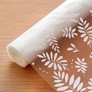 Cooyes Shelf Liners for Kitchen Cabinets Waterproof & Oil-Proof Kitchen Cupboard Mats Non-Slip Drawer Mats EVA Material Non Adhesive Fridge Liner for Shelves (11.8"W x 236"L, Transparent Leaf)