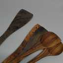 Tramanto Olive Wood Utensil Set - 5 Piece Spatula and Spoon Wooden Cooking Tools, 12 Inch Long, Rustic Hand Made with Gift Box
