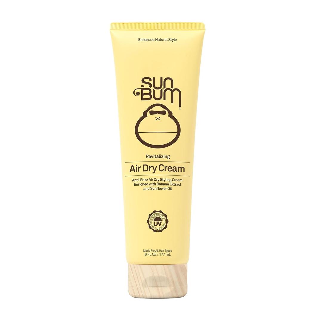Sun Bum Revitalizing Air Dry Cream  Anti Frizz Styling Cream with Banana Extract and Sunflower Oil  Vegan  Without Parabens  UV Protecting  Helps Smooth and Enhance Natural Hair Texture  6 fl oz