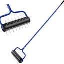 Rolling Lawn Aerator, 21" Soil Penetrator push Aerator for lawn,Preasembled Spike Garden Aerator Tool, 75" Adjustable Handle ,Heavy Duty Aerator lawn tool for garden,farm care,Keep the soil health.