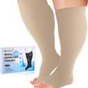 Plus Compression Socks Wide Calf for Women and Men, 2 Pairs 20-30mmhg Knee High Large Support Stockings