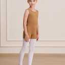WEGETIT Gymnastics Leotards for Girls Sleeveless Black Leotard Toddler Dance Tank top Biketards with Shorts Kids Bodysuit 8-10Y