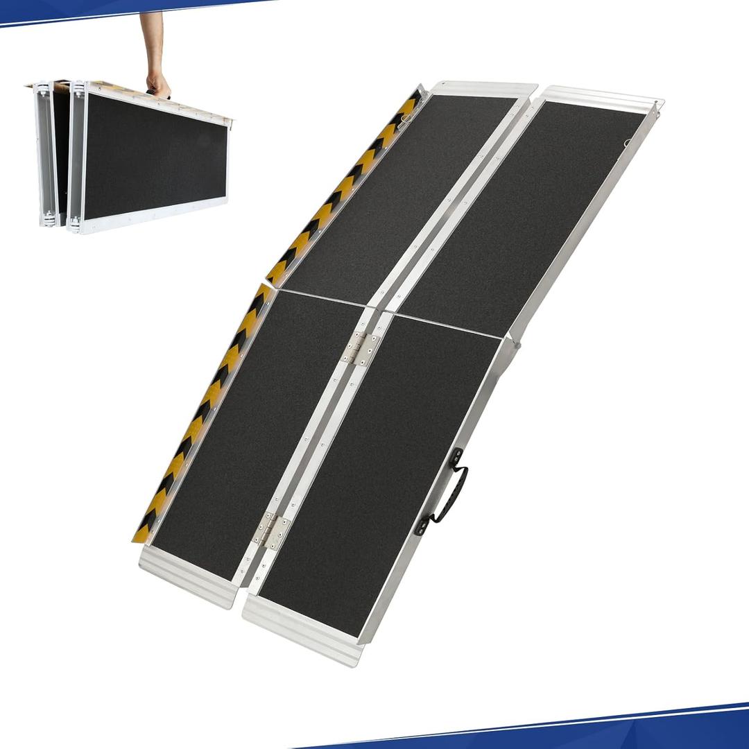 PENSUN 5FT Wheelchair Ramp, 60" L x 29" W Threshold Ramps, Non-Skid Portable Foldable Wheelchair Ramps for Steps, Lightweight with Handle, for Home, Stairs, Doorways, Curbs / 600lbs Capacity (5FT)