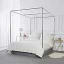 Canopy Bed Frame Stainless Steel Queen Size Bed Canopy Frame & Bed Poles, Fit for Four-Corner Bed and Mosquito Curtains, Queen (Silver)