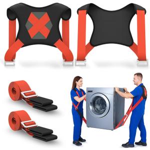 NOCOEX 2-Person Moving Straps for Lifting - Moving Straps with Back Support for 2 Movers - Shoulder Lifting System for Move & Carrying Furniture Appliances Mattresses Heavy Objects Up to 880lbs (Red-black)