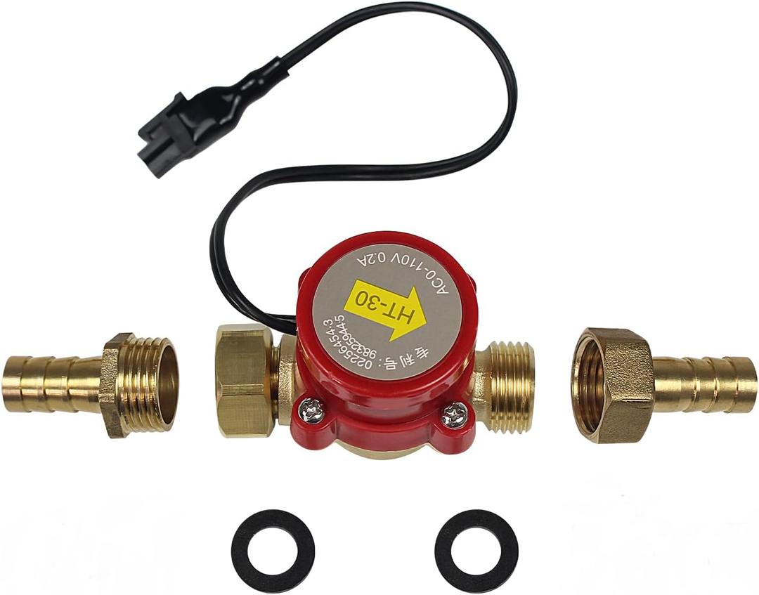 Water Flow Sensor Switch HT-30 AC 0-110V 0.2A G3/4 "-3/4" Thread,Water Flow Sensor for CO2 Laser Tube Protecting (Caliber: 12mm)