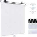 Yoebor No Drill Blackout Blind Shade with 3 Suction Cups, Silver 95% Shade Temporary Portable Roller Window Curtain for Home Office Car, W19.7 x L49.2