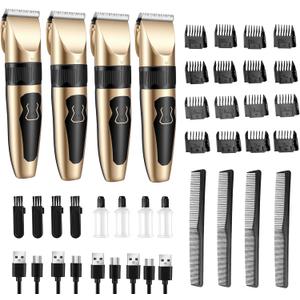 4 Pack Dog Grooming Clippers Low Noise Electric Quiet Adjustable Comb Rechargeable Cordless Suitable for Dogs Cats Pets