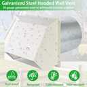 4 Inch Dryer Vent Cover Outside Hooded Wall Vent with Screen and Damper, Exhaust Vent Wall Mount Exterior Wall Vents Cover Cap for Dryer Ventilation&Outdoor Air Exhaust,Galvanized Steel,White
