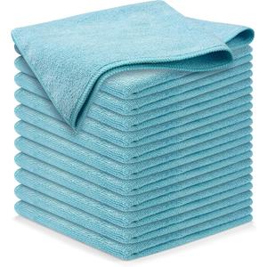USANOOKS Microfiber Cleaning Cloth - Turq - 12Pcs (12.5x12.5 inch) High Performance - 1200 Washes, Ultra Absorbent Car Towel Traps Grime & Liquid for Streak-Free Mirror Shine - car Washing Cloth