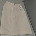 Kinghua Womens Linen Skirt Elastic High Waisted Casual Straight Cotton Linen Midi Skirt with Slit (Medium, Beige)