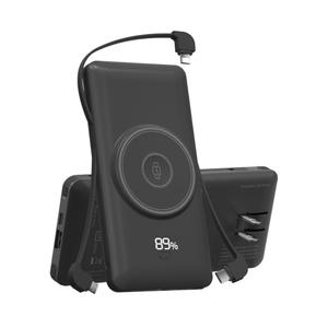 Magnetic 10000mAh Portable Charger for iWatch & iPhone, 22.5W USB C Fast Charging Wireless Power Bank Built-in Cables and Wall Plug, External Travel Battery Pack Compatible with iOS Android Devices