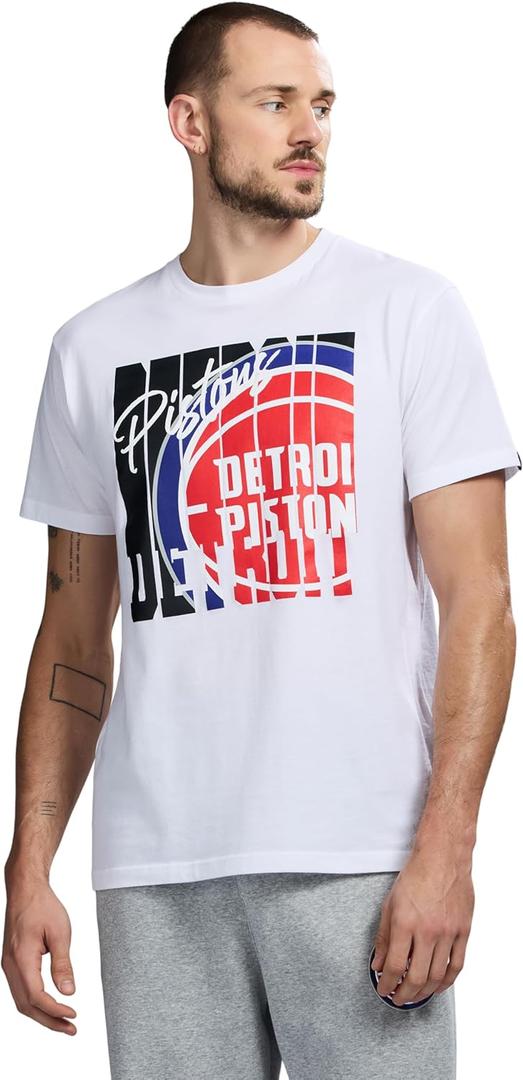 GAME 7 Men's X NBA Officially Licensed Graphic Short Sleeve Lightweight Crew Neck Cotton Team T-Shirt (Large)