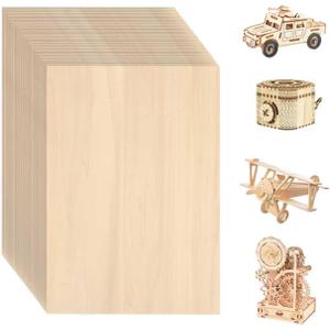 36 Pack Basswood Sheets for Crafts 12"x16"x1/8", 3mm Thick Plywood Sheets Board for Craft, Unfinished Wood Sheet for Laser Cutting & Engraving, Wood Burining, Painting, StainingArchitectural Model