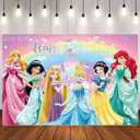 Princess Birthday Party Decorations,Happy Birthday Banner Backdrop for Birthday Party Supplies, 59 inches x 39 inches