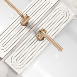 Large Faucet Mat for Kitchen Sink  Stone Drying Mat for Kitchen Counter, Diatomite Fast Drying Stone Sink Tray, Super Absorbent, Stylish Decor and Protector for Bathroom (Light Grey, 23.6" x 5.5")