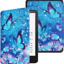 Compatible with 6" New Kindle 11th Generation Case 2024/2022 Release, Hand Strap Slim Hard Plastic Cover with Smart Auto Wake/Sleep for Amazon Kindle 11th Generation 2024/2022, Blue Butterfly