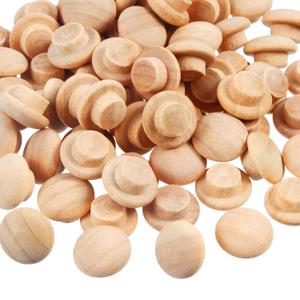 200 Pieces Wood Plugs Screw Hole Plugs Button Screw Plug Wooden Button Plugs Hole Plugs Mushroom Wood Caps Wood Screw Covers Wooden Screw Plugs Hardwood Hole Plugs for Locking Hole (3/8 Inch)