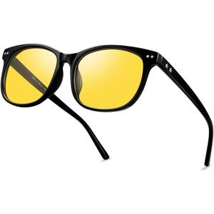 Night Vision Driving Glasses Polarized Anti-glare Clear Sun Glasses Men & Women Fashion (Black-1)