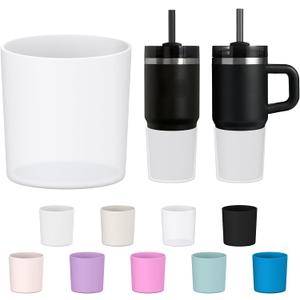 WUQID Higher Silicone Boot Compatible with Stanley Quencher H2.0 & IceFlow Flip & ProTour 40oz 30oz 20oz 14oz, Fit Same Diameter 14oz 20oz 30oz 40oz Tumbler Cups Anti-Slip Bottle Bottom Sleeve Cover (Clear)